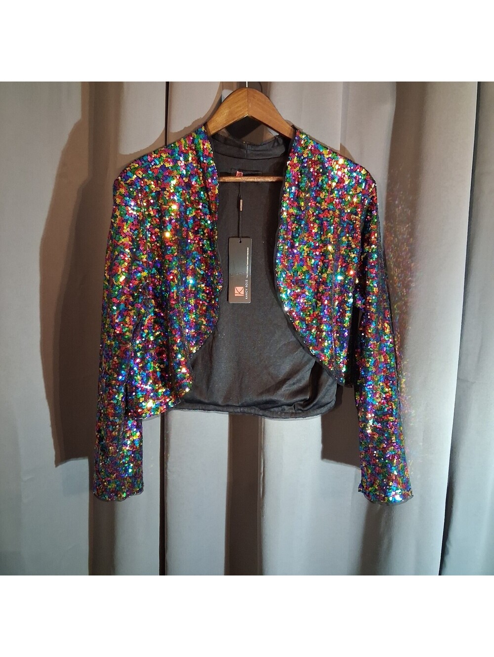 Kancy Cole XL Multicolor Sequin Crop Top Jacket